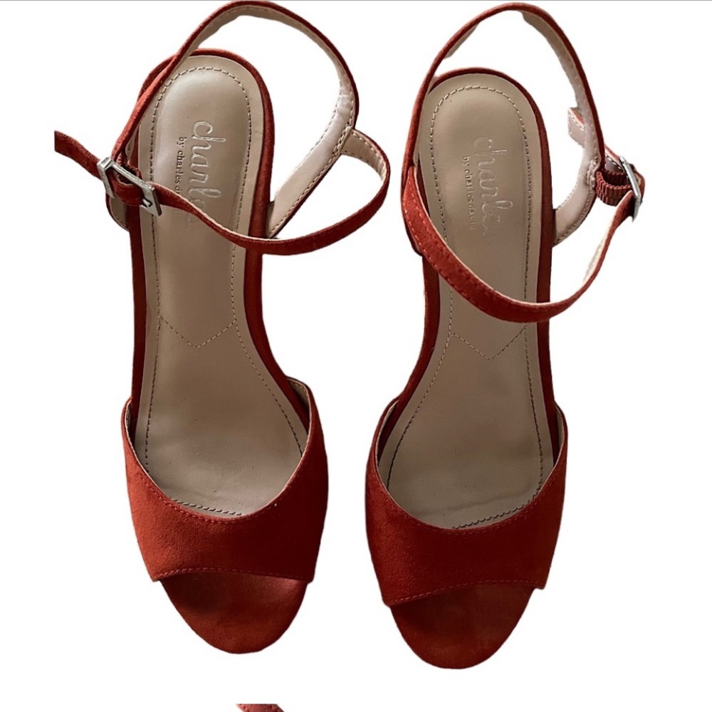 Charles David Red Sandals with Ankle Strap